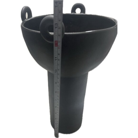 Urban Outfitters Modern Boho Vase Black Ceramic Pedestal Base - Picture 5 of 6